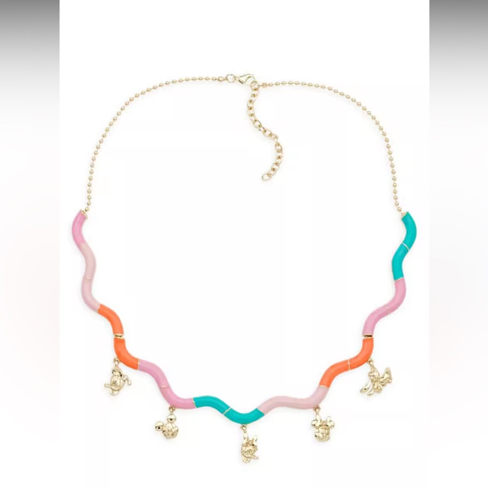 NEW Disney Fab 5 Gold & Colorful Enamel Necklace